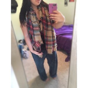 Plaid blanket scarf